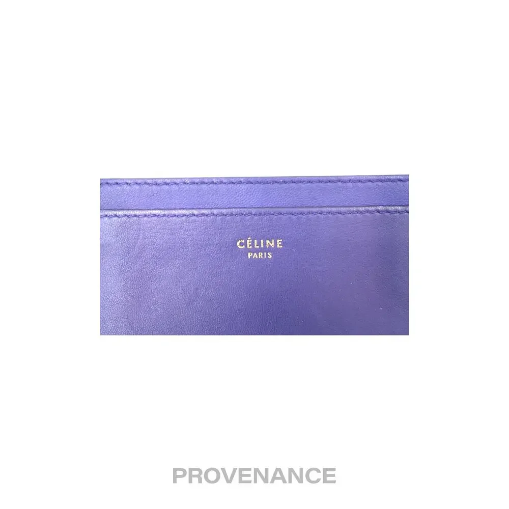 🔴 Celine Logo Card Holder Wallet - Two-Tone Blue Tan